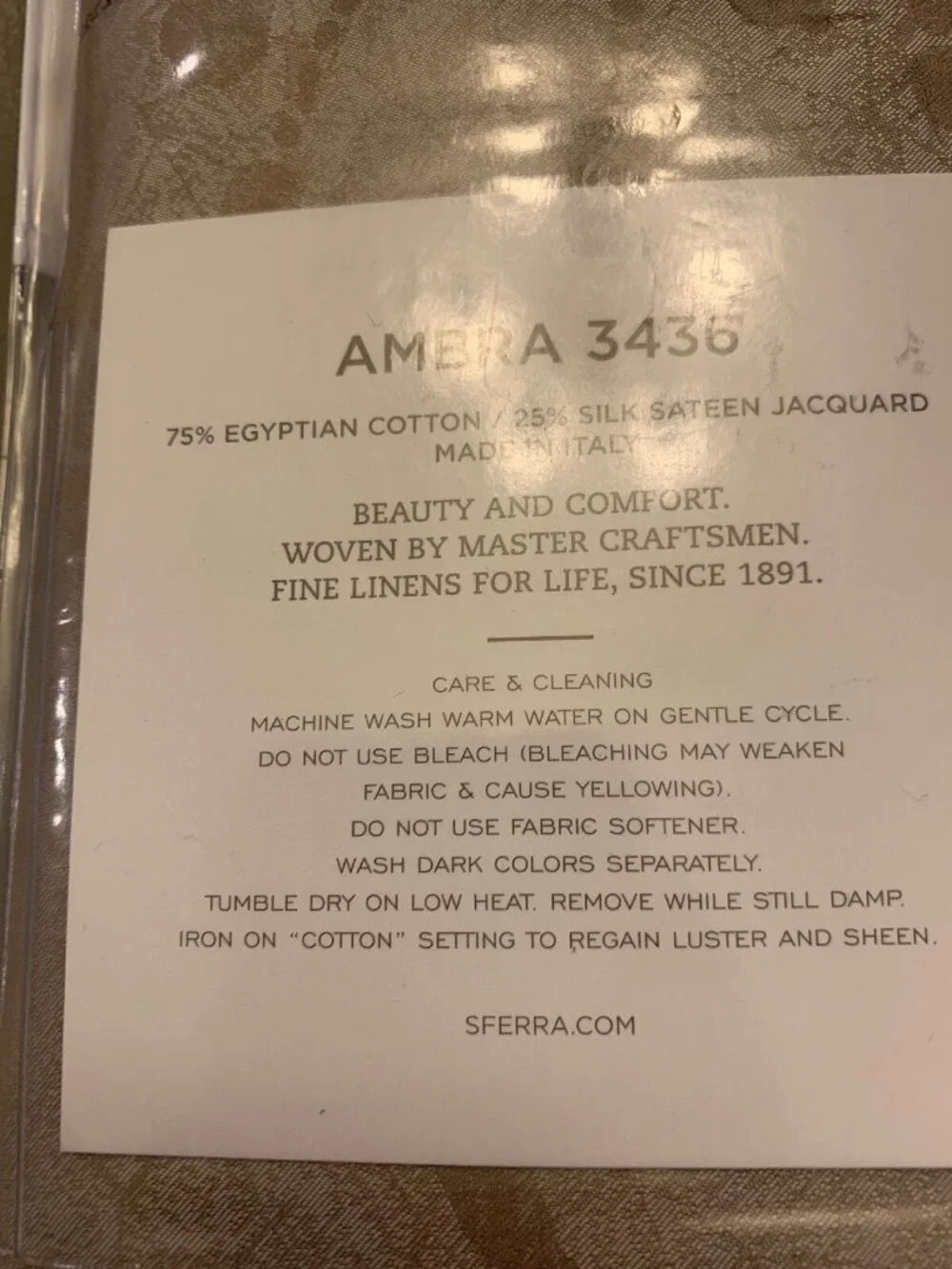 Sferra Ambra King Sham Sable Egyptian Cotton Silk Sateen